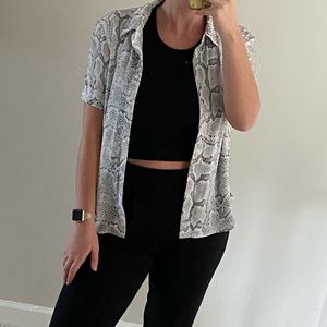 Snakeskin print button up blouse